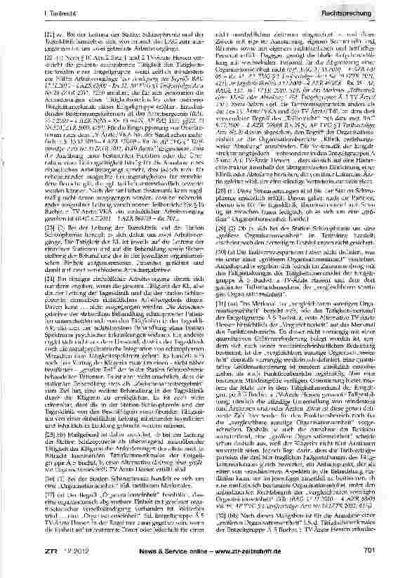 Vorschauseite 3: Eingruppierung einer Oberärztin - Zusammenfassende Bewertung von ArbeitsvorgängenTarifvertrag für die Ärztinnen und Ärzte an den hessischen Universitätskliniken (vom 30.11.2006, T…