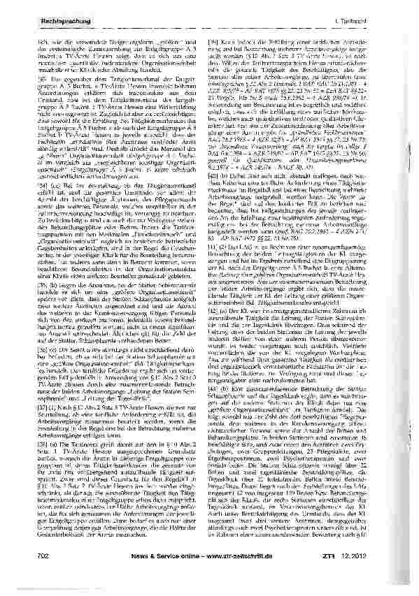 Vorschauseite 4: Eingruppierung einer Oberärztin - Zusammenfassende Bewertung von ArbeitsvorgängenTarifvertrag für die Ärztinnen und Ärzte an den hessischen Universitätskliniken (vom 30.11.2006, T…