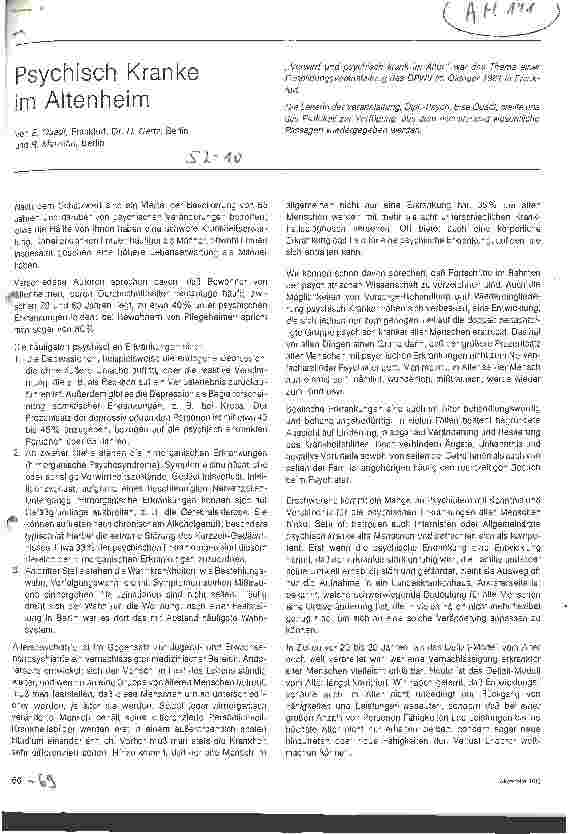 Vorschauseite 1: Psychisch Kranke im Altenheim