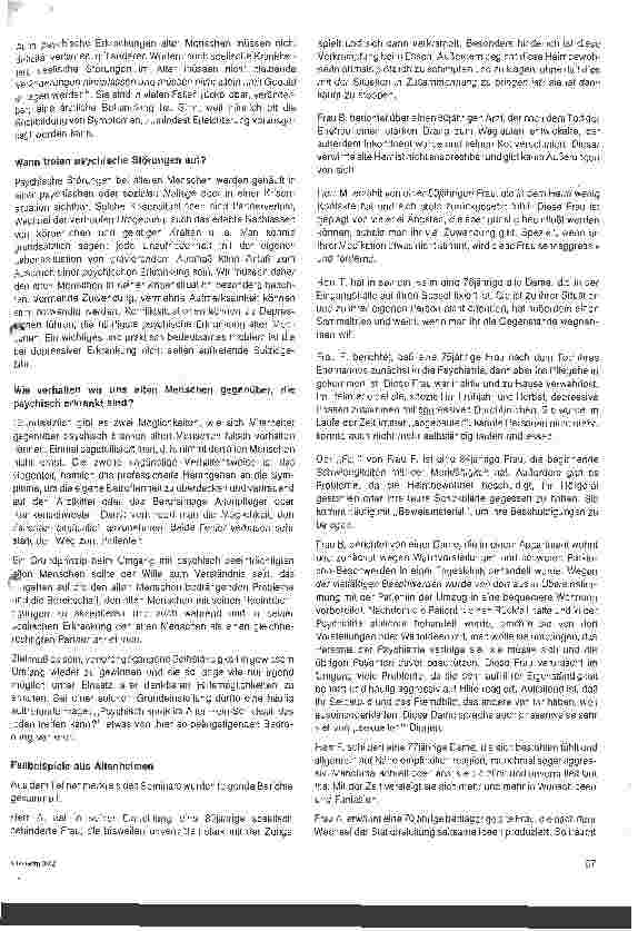 Vorschauseite 2: Psychisch Kranke im Altenheim