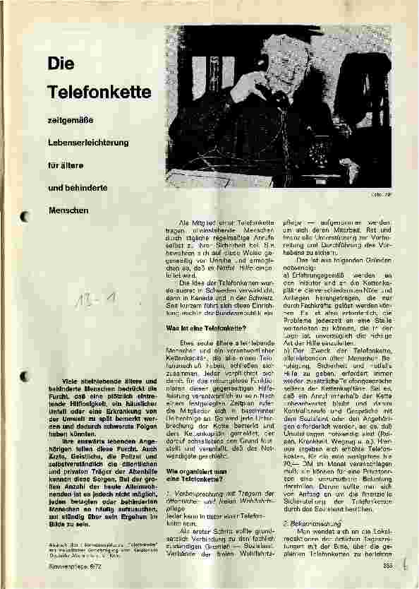 Vorschauseite 1: Die Telefonkette zeitgemäße Lebenserleichterung für ältere und behinderte Menschen