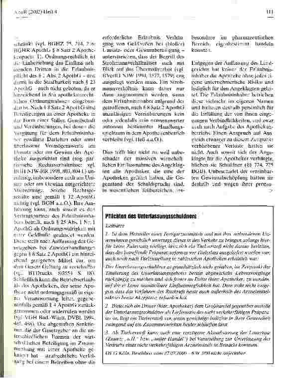 Vorschauseite 4: Apothekenrechtliches Verbot des Fremdund Mehrbesitzes BGH, Urteil vom 25. April 2002