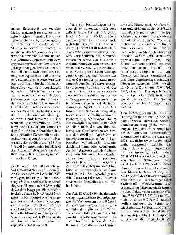 Vorschauseite 5: Apothekenrechtliches Verbot des Fremdund Mehrbesitzes BGH, Urteil vom 25. April 2002