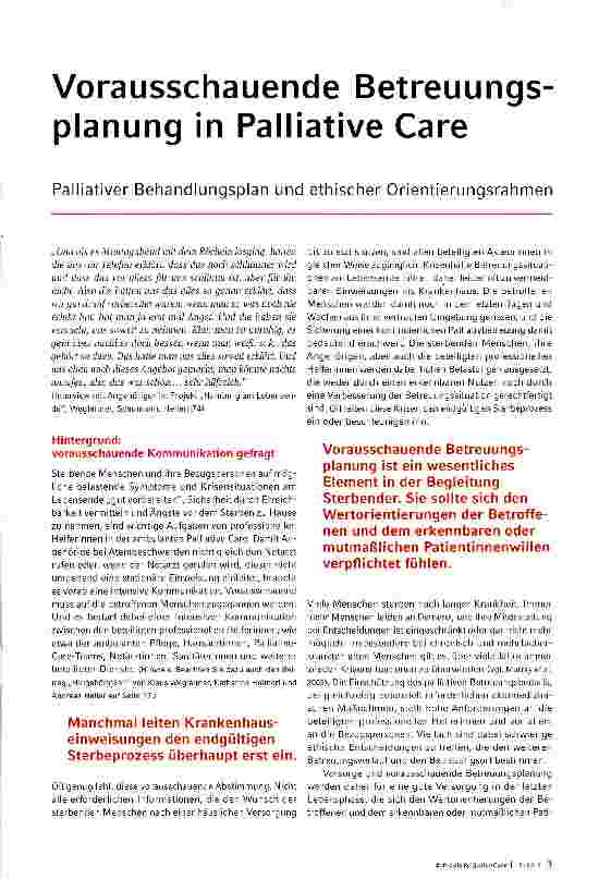 Vorschauseite 1: Vorausschauende Betreuungsplanung in Palliative Care