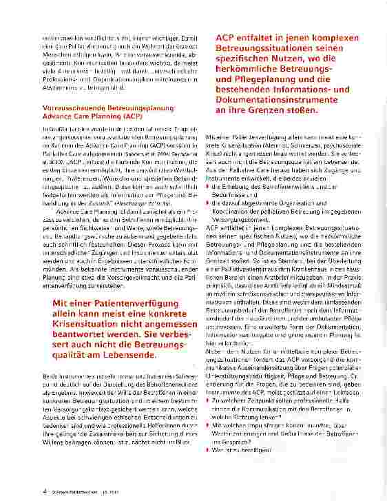 Vorschauseite 2: Vorausschauende Betreuungsplanung in Palliative Care