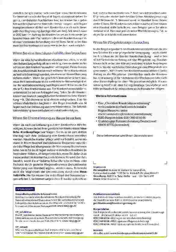 Vorschauseite 2: Entlassung aus dem Krankenhaus