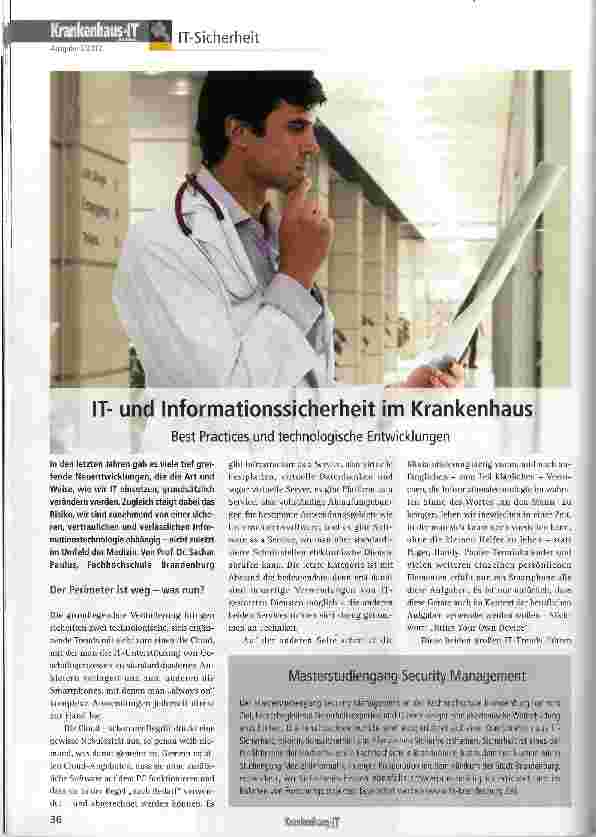 Vorschauseite 1: ITund Informationssicherheit im Krankenhaus