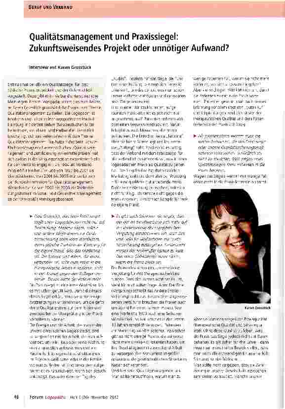 Vorschauseite 1: Qualitätsmanagement und Praxissiegel: Zukunftsweisendes Projekt oder unnötiger Aufwand?