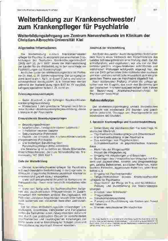 Vorschauseite 1: Weiterbildung zur Krankenschwester/ zum Krankenpfleger für Psychiatrie