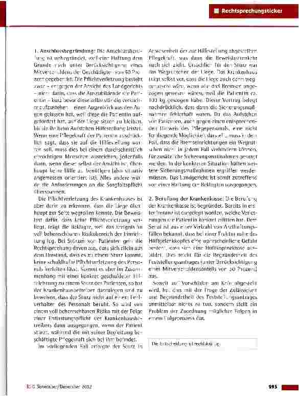 Vorschauseite 2: Sturz einer adiposen Patientin von einer Behandlungsüege