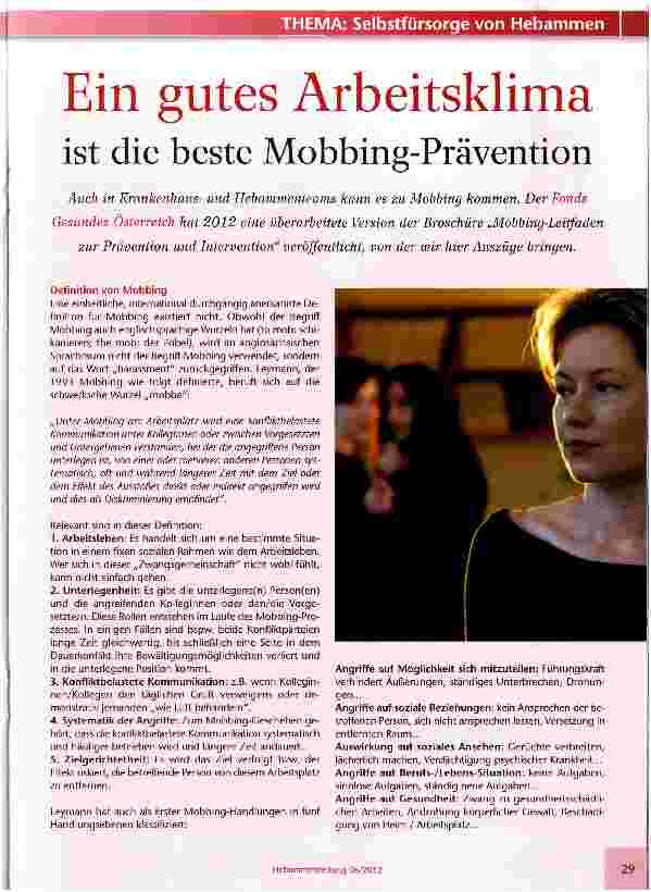 Vorschauseite 1: Ein gutes Arbeitsklima ist die beste Mobbing-Prävention