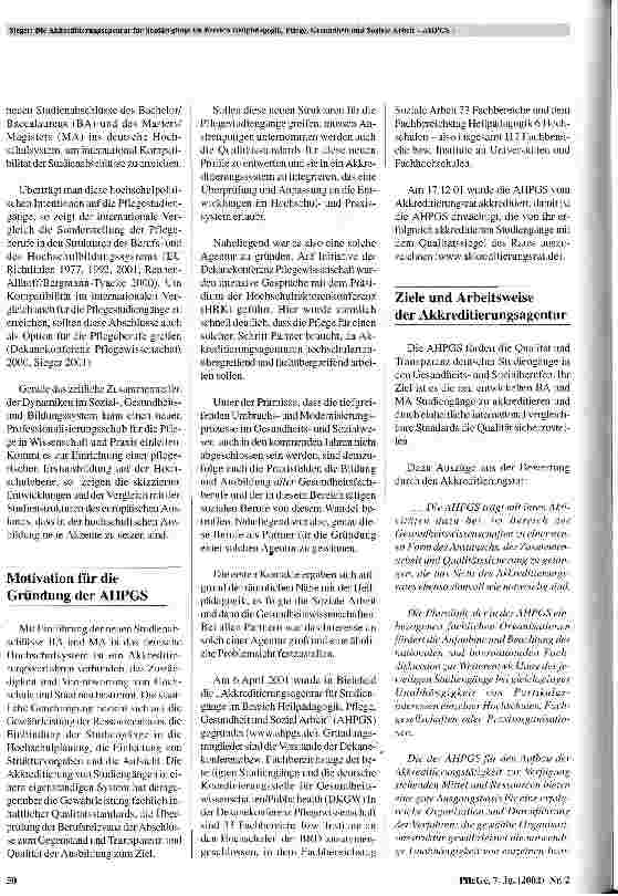 Vorschauseite 2: Die Akkreditierungsagentur für Studiengänge im Bereich Heilpädagogik, Pflege, Gesundheit und Soziale Arbeit - AHPGS Bedeutung und Zielsetzung im Kontext der jüngsten Entwicklungen…