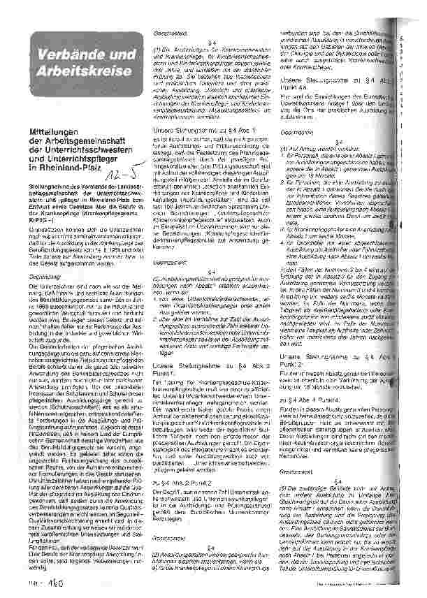 Vorschauseite 1: Mitteilung der Arbeitsgemeinschaft der Unterrichtsschwestern und Unterrichtspfleger in Rheinland-Pfalz