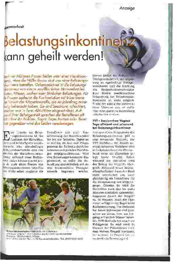 Vorschauseite 1: Belastungsinkontinenz kann geheilt werden!