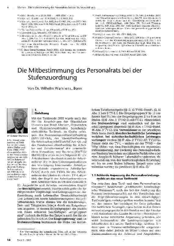 Vorschauseite 1: Die Mitbestimmung des Personalrats bei der Stufenzuordnung