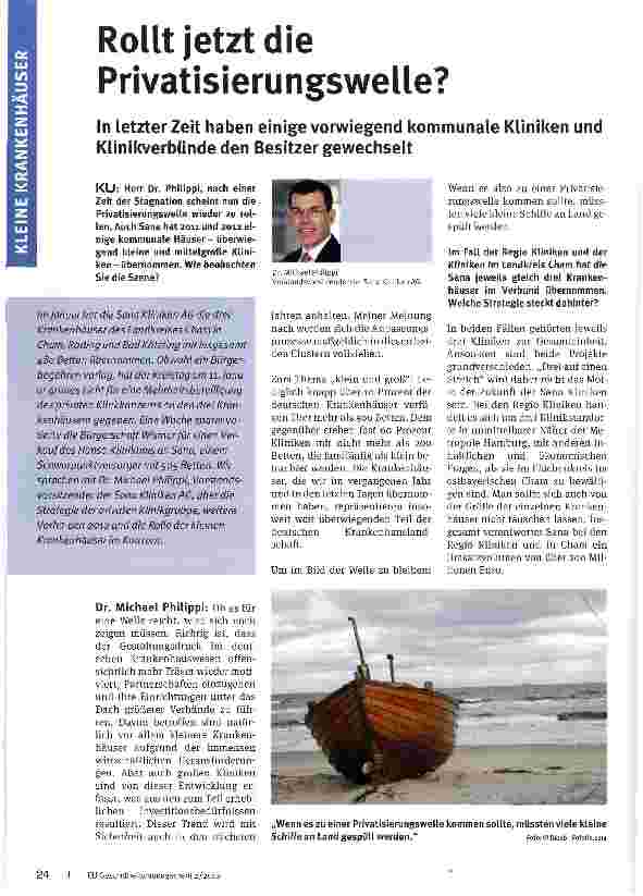 Vorschauseite 1: Rollt jetzt die Privatisierungswelle?