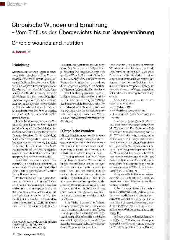 Vorschauseite 1: Chronische Wunden und Ernährung - Vom Einfluss des Übergewichts bis zur Mangelernährung