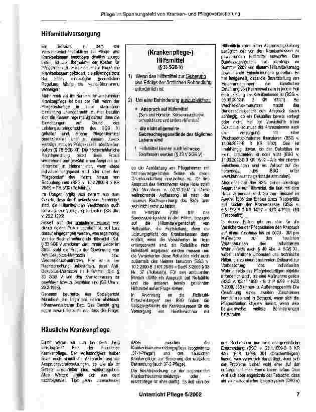 Vorschauseite 6: Häusliche und stationäre Pflege im Spannungsfeld zwischen Krankenund Pflegeversicherung