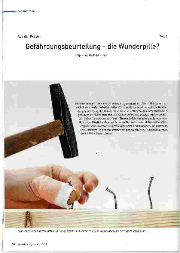 Vorschauseite 1: Gefährdungsbeurteilung - die Wunderpille?