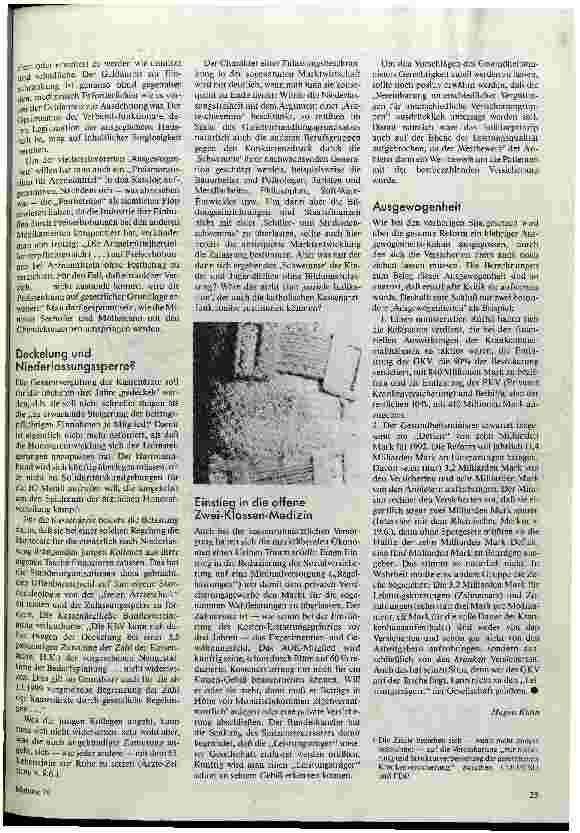 Vorschauseite 4: Gesundheitsstrukturreform Die Sparpläne der Bundesregierung