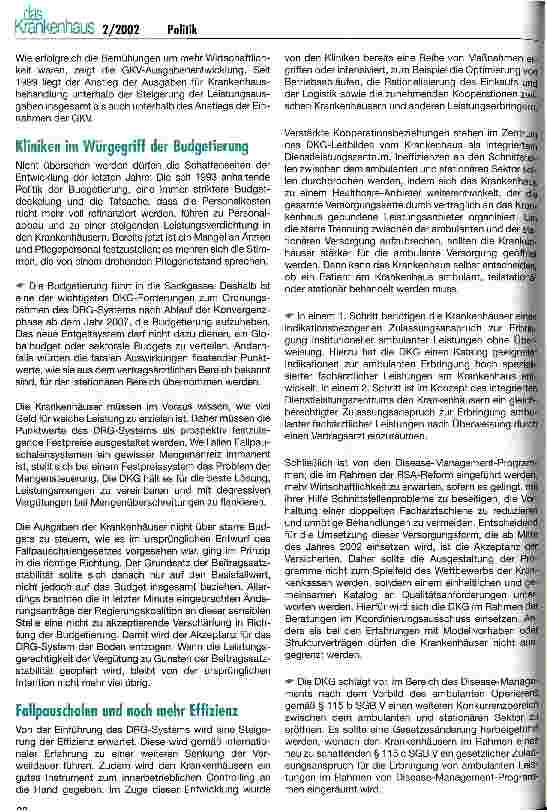 Vorschauseite 2: Die Balance muss stimmen Mehr Wirtschaftlichkeit der Leistungen ebenso nötig wie Verbesserung der Einnahmen