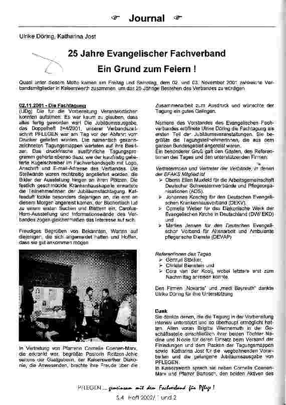 Vorschauseite 1: 25 Jahre Evangelischer Fachverband Ein Grund zum Feiern!