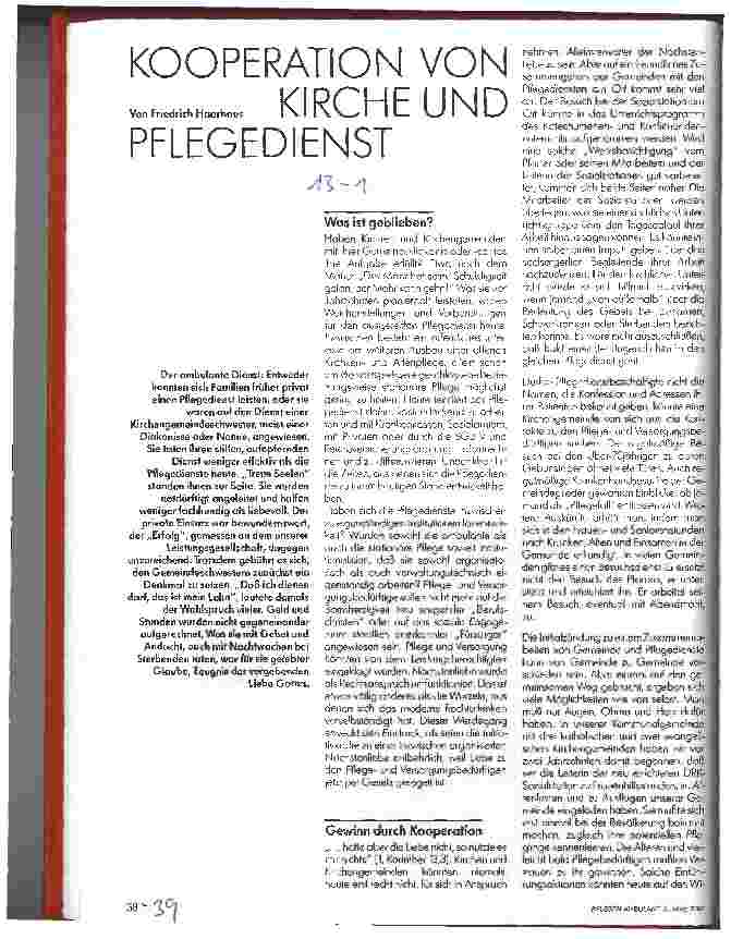 Vorschauseite 1: Kooperation von Kirche und Pflegenden