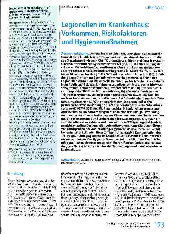 Vorschauseite 1: Legionellen im Krankenhaus: Vorkommen, Risikofaktoren und Hygienemaßnahmen