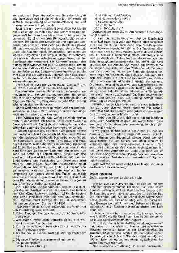 Vorschauseite 4: Bericht über die dreitätige Pflege eines Kindes auf der Intensivpflegestation