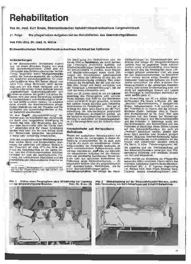 Vorschauseite 1: Rehabilitation 11. Folge: Die pflegerischen Aufgaben des Querschnittgelähmten