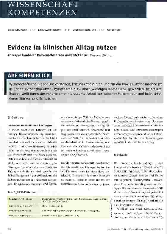 Vorschauseite 1: Evidenz im klinischen Alltag nutzen