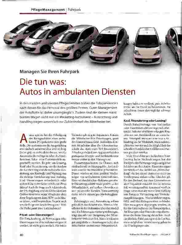 Vorschauseite 1: Die tun was: Autos in ambulanten Diensten
