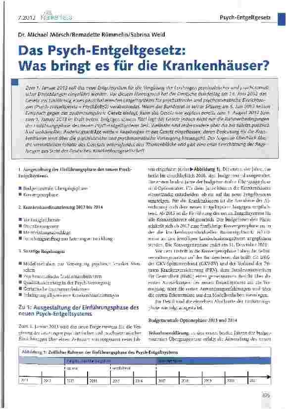 Vorschauseite 1: Das Psych-Entgeltgesetz: Was bringt es für die Krankenhäuser?