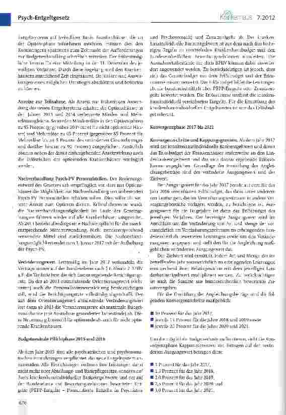 Vorschauseite 2: Das Psych-Entgeltgesetz: Was bringt es für die Krankenhäuser?