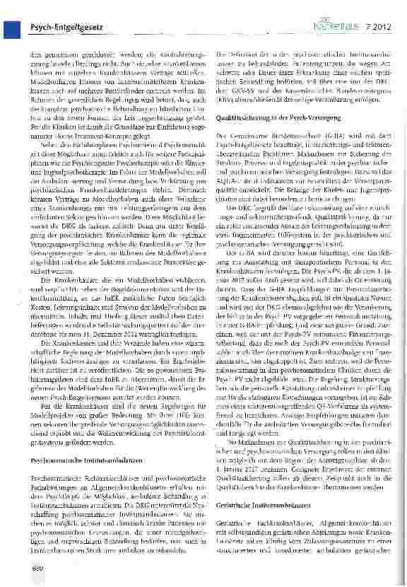 Vorschauseite 6: Das Psych-Entgeltgesetz: Was bringt es für die Krankenhäuser?