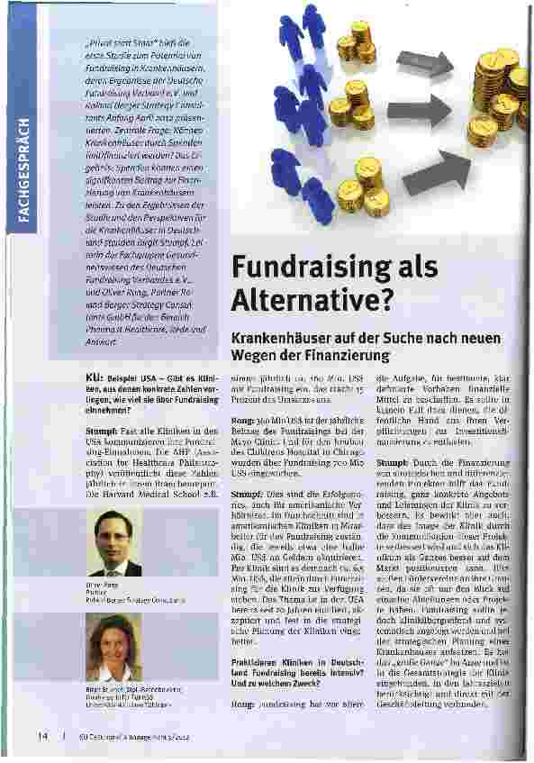Vorschauseite 1: Fundraising als Alternative?Krankenhäuser auf der Suche nach neuen Wegen der Finanzierung