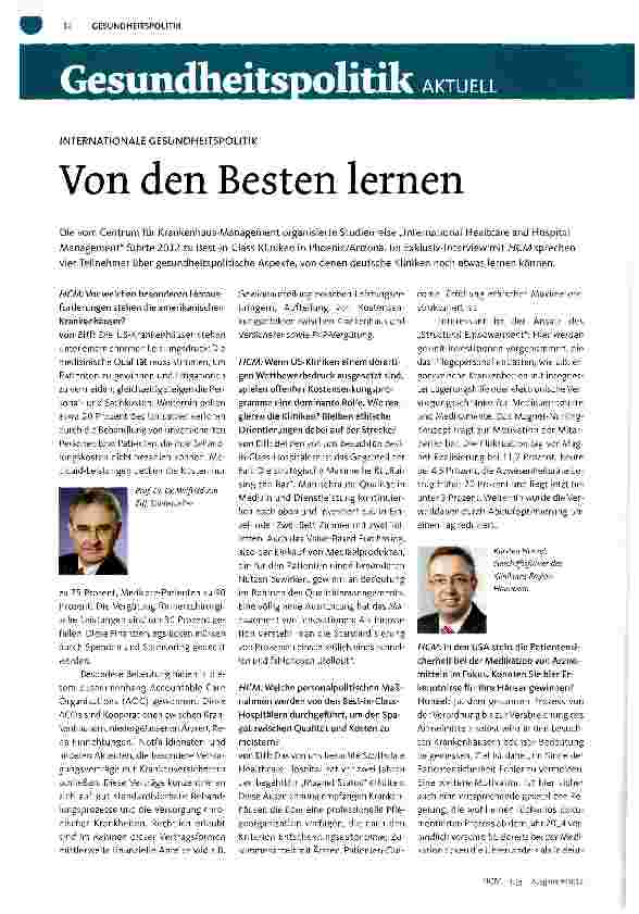 Vorschauseite 1: INTERNATIONALE GESUNDHEITSPOLITIKVon den Besten lernen