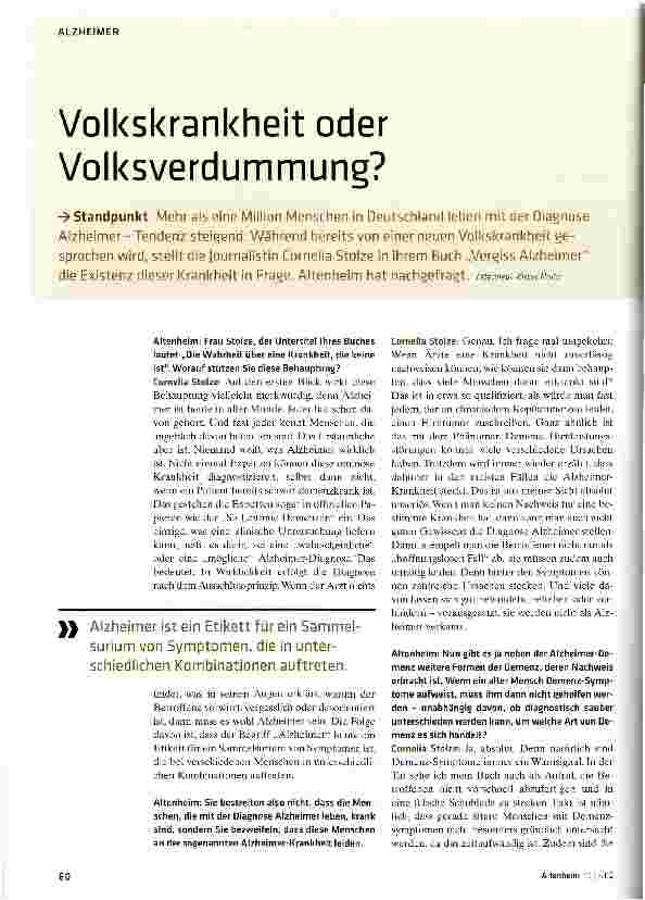 Vorschauseite 1: Volkskrankheit oder Volksverdummung?