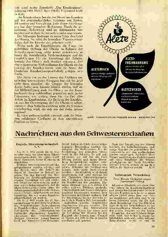 Vorschauseite 4: Die Aussprache - Nochmals: Zur Stellung der Oberin in der Krankenanstalt