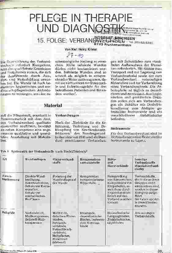 Vorschauseite 1: Pflege in Therapie und Diagnostik 15.Folge: Verbandwechsel