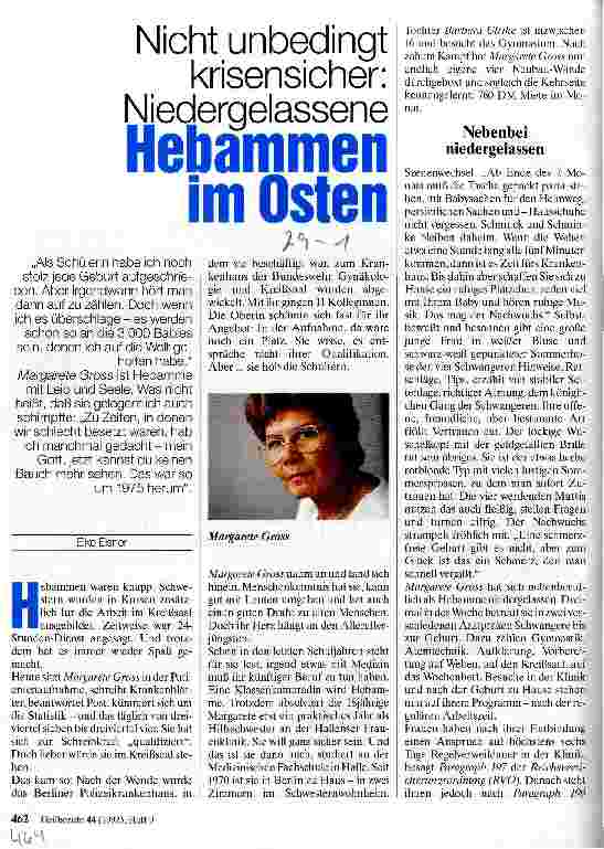 Vorschauseite 1: Nicht unbedingt krisensicher: Niedergelassene Hebammen im Osten