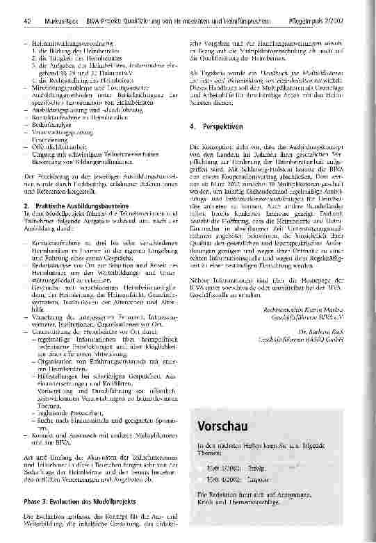 Vorschauseite 4: BIVA-Projekt: Qualifizierung von Heimbeiräten und Heimfürsprechern durch Multiplikatoren