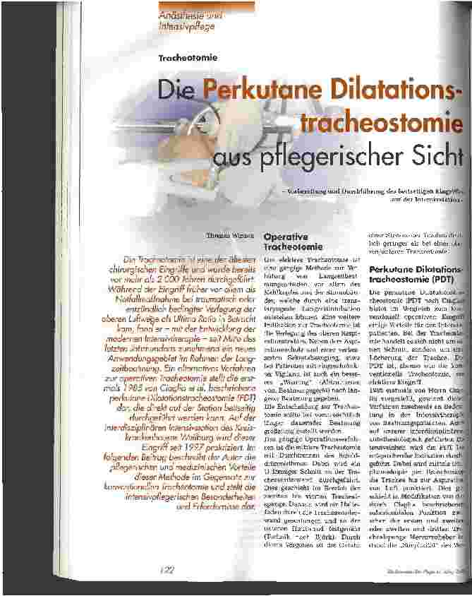 Vorschauseite 1: Die Perkutane Dilatationstracheostomie aus pflegerischer Sicht