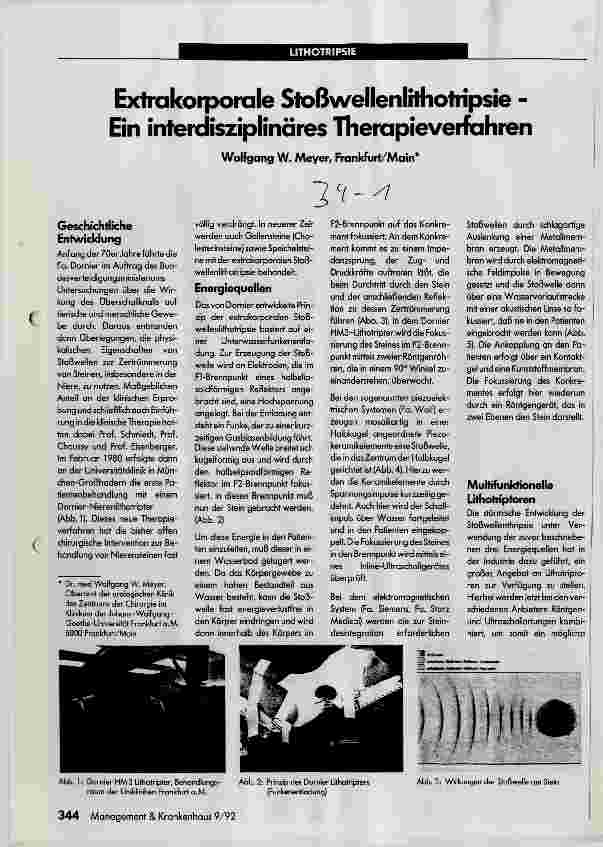 Vorschauseite 1: Extrakorporale Stoßwellenlithotripsie - ein interdisziplinäres Therapieverfahren