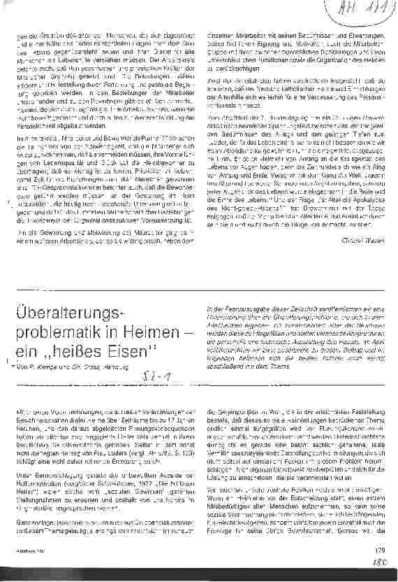 Vorschauseite 1: Überalterungsproblematik in Heimen - ein heißes Eisen
