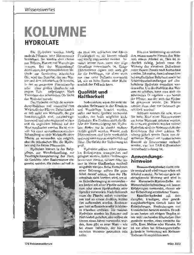 Vorschauseite 1: KOLUMNE HYDROLATE