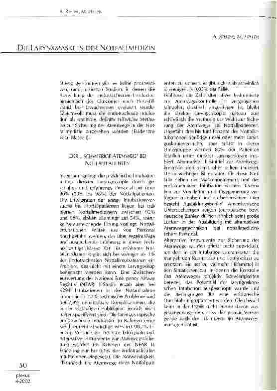 Vorschauseite 1: Die Larynxmaske in der Notfallmedizin