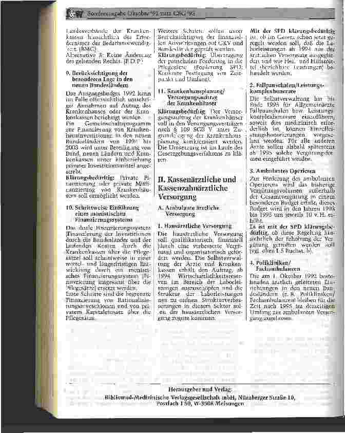 Vorschauseite 4: Eckpunkte für den Entwurf eines Gesundheits-Strukturgesetzes 1993 der Fraktionen der CDU/CSU,SPD und F.D.P.