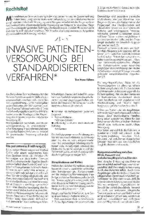 Vorschauseite 1: Invasive Patientenversorgung bei standardisierten Verfahren