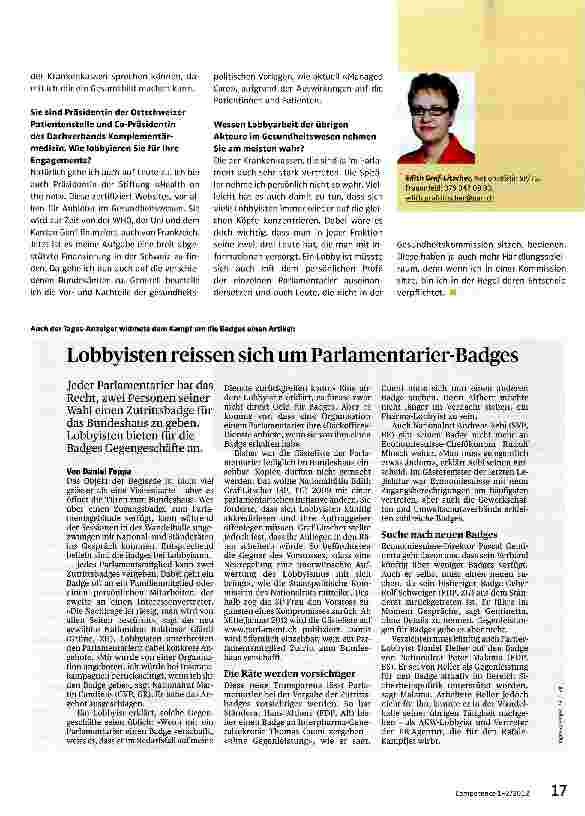 Vorschauseite 2: «Lobbyisten sollten sich wie Journalisten akkreditieren müssen»